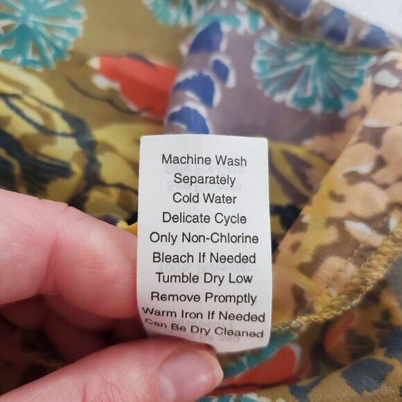 Cabi Womens Floral Abstract Sheer Ruffle Tie Front Blouse Size M Art To Wear - Picture 6 of 10